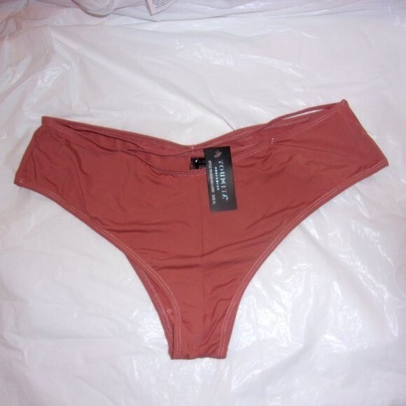 Youmita Cedarwood Plunge Cage Front 34C Bra & Medium V-Cut Bikini Panties NWT - Picture 7 of 11